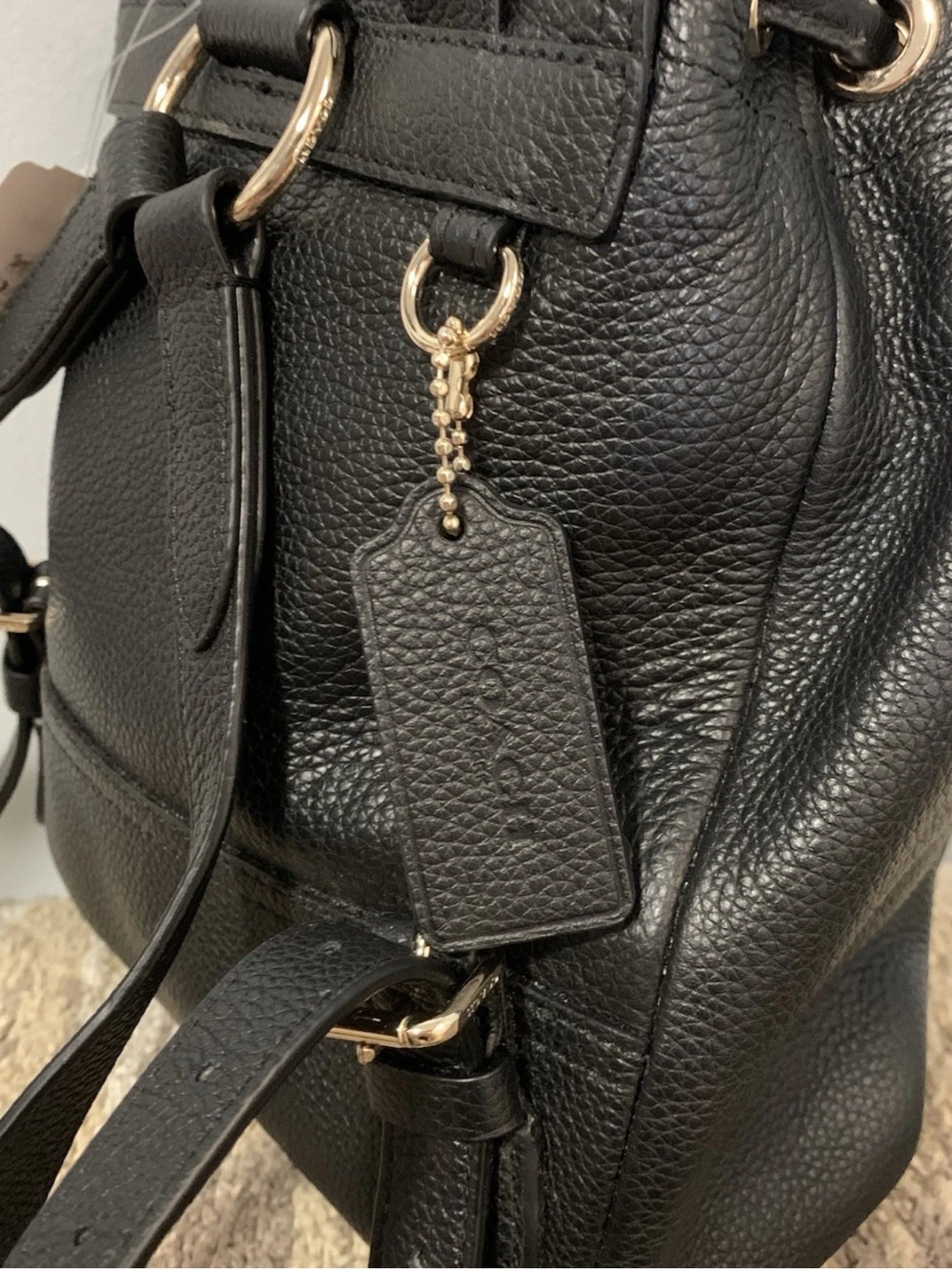 NWT Coach Black Leather Turnlock Mini Rucksack Backpack 37581